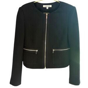 Elizabeth and James Textured Knit Zip Cropped‎ Jacket Silver Hardware Size 8